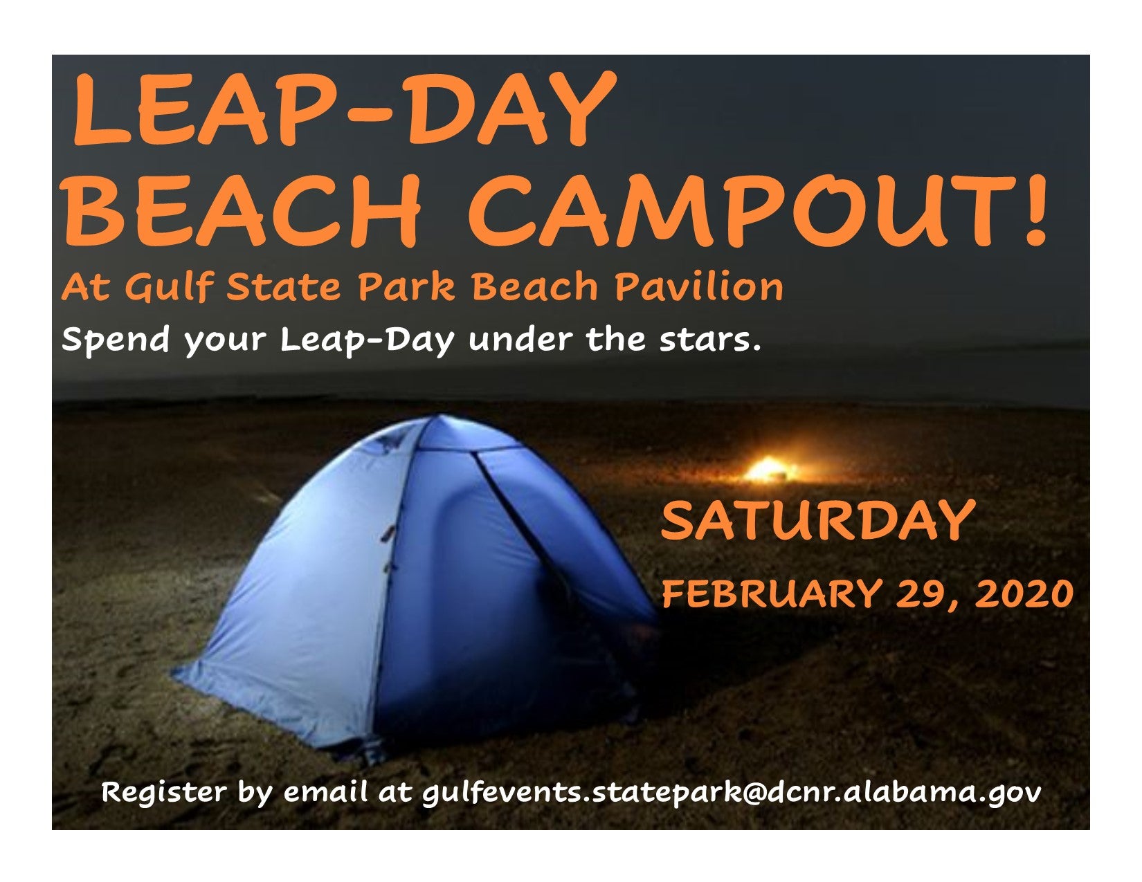 Leap-Day Beach Campout Info Flyer