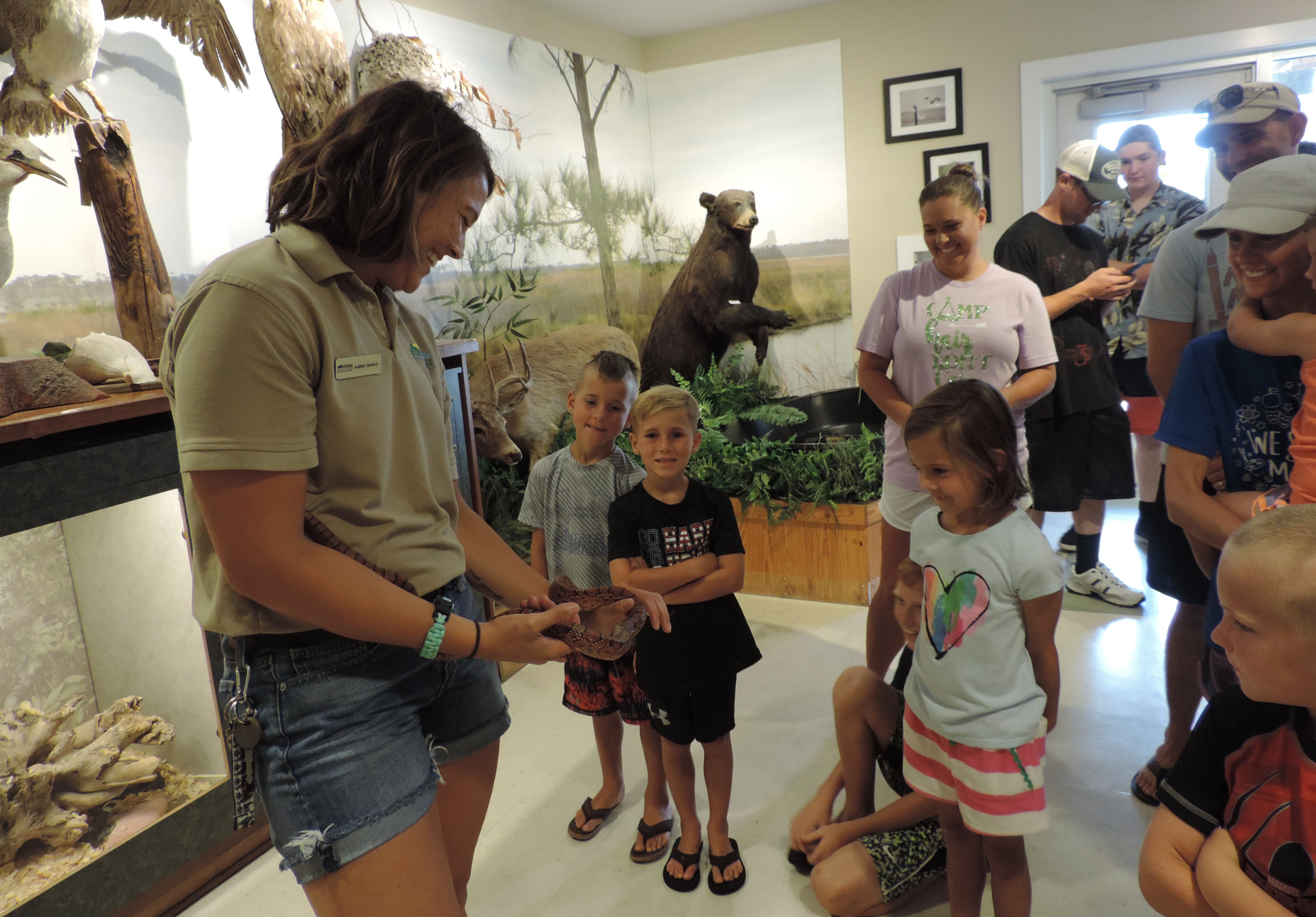 Naturalist Leads a Snake Lecture With Visitors