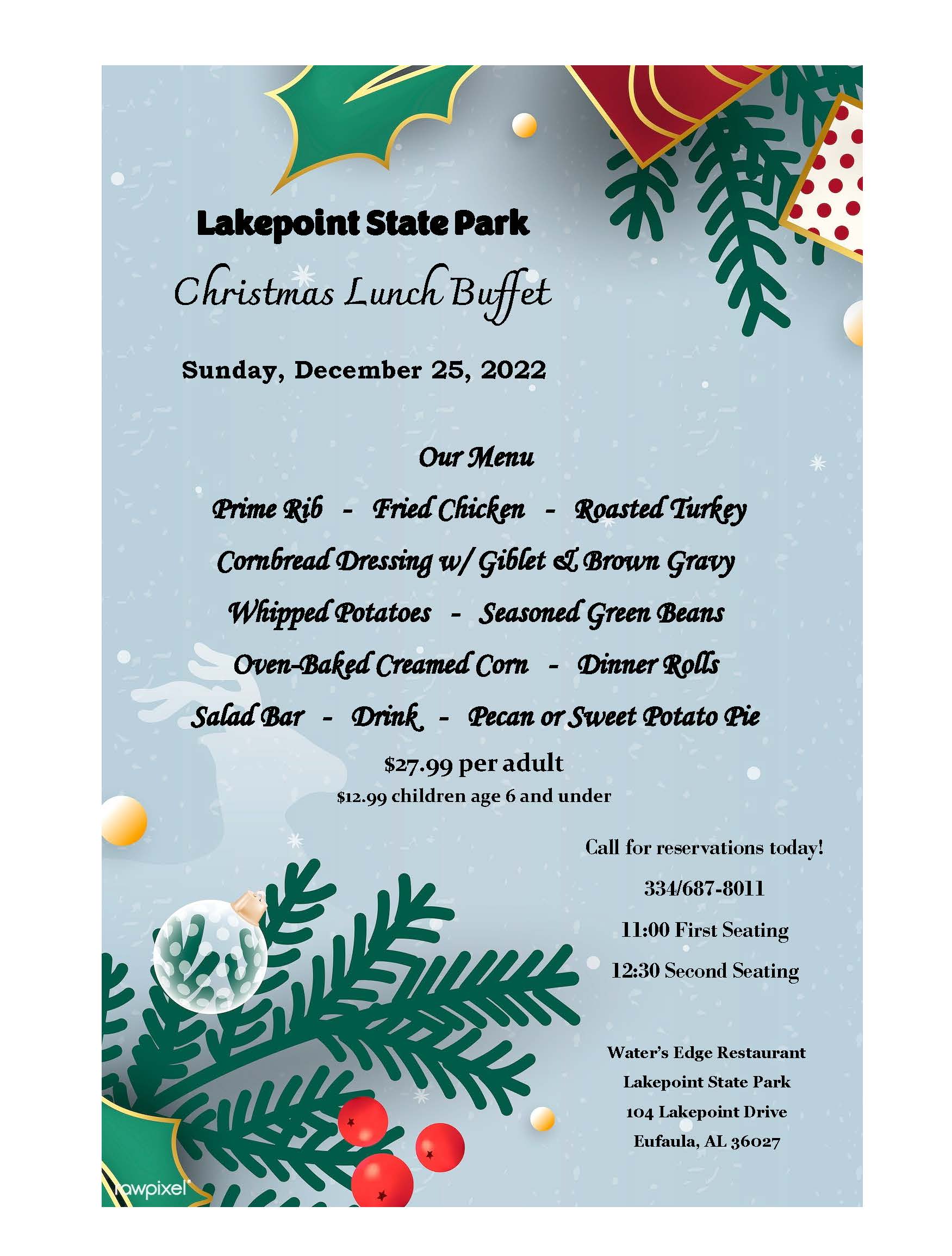 Lakepoint State Park Christmas Buffet 2022