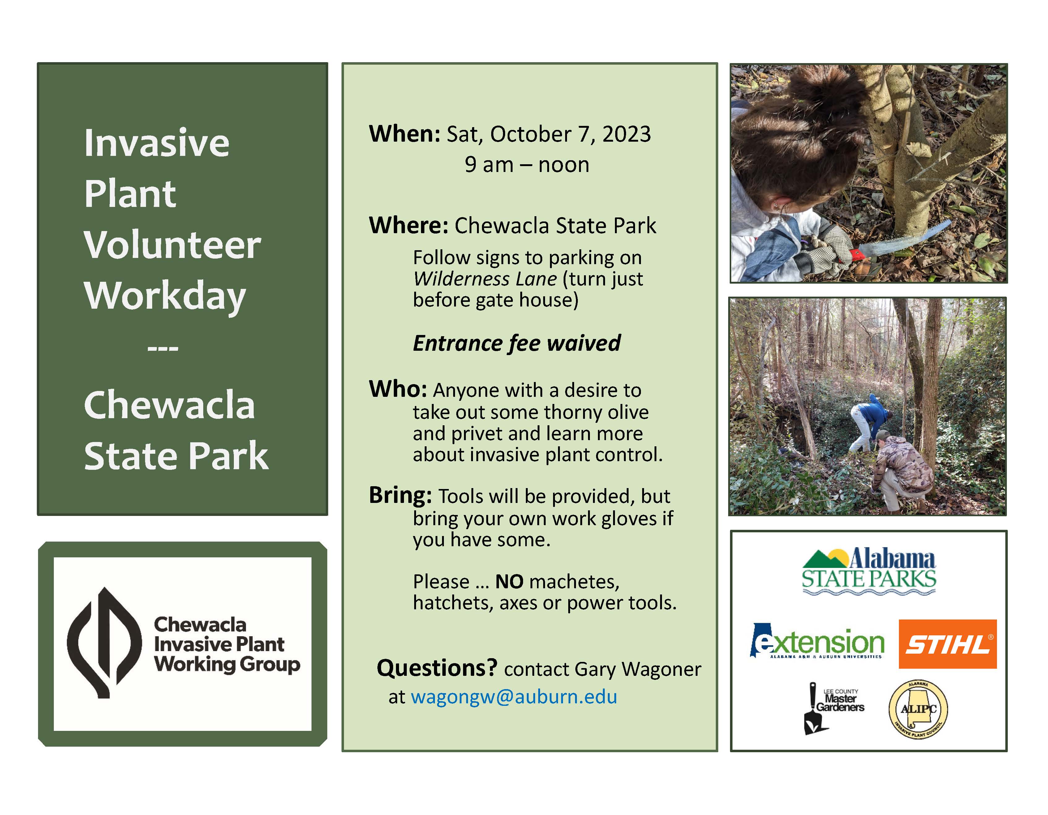 Chewacla State Park Invasive Plant Volunteer Work Day