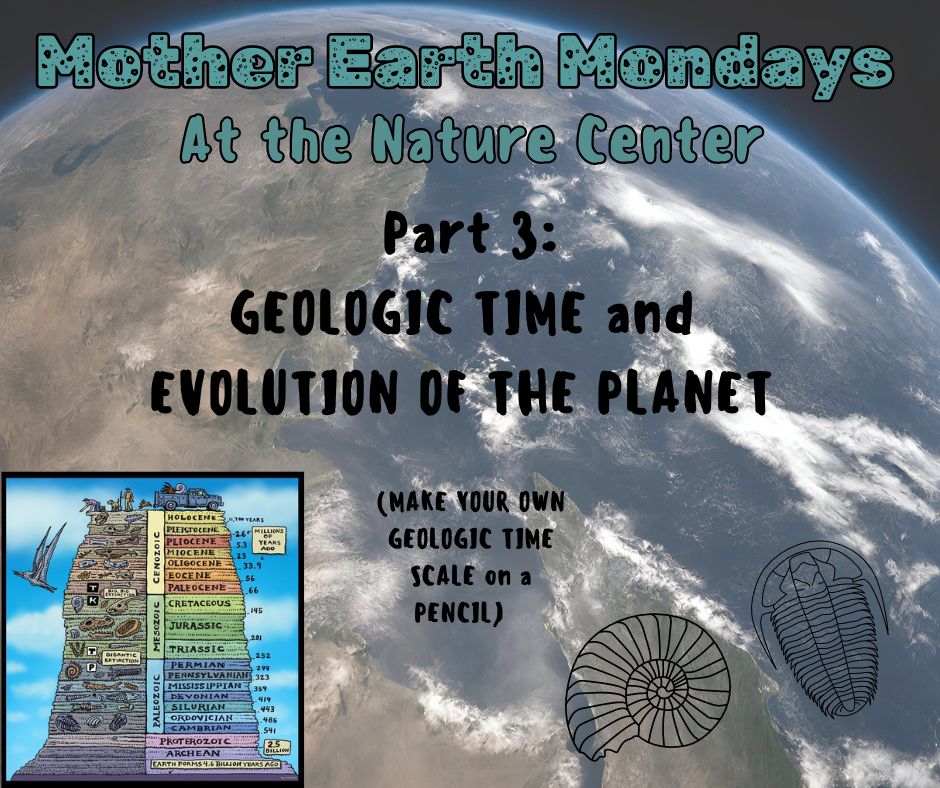 Geologic Time Scale program with photo of Earth, rock layers and fossils