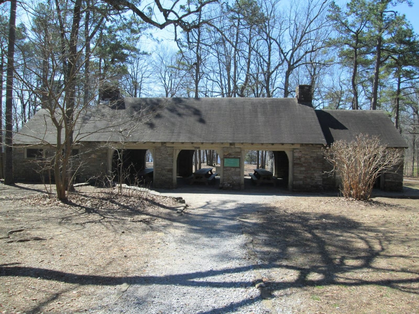 Stone pavilion in the late fall/early winter. 