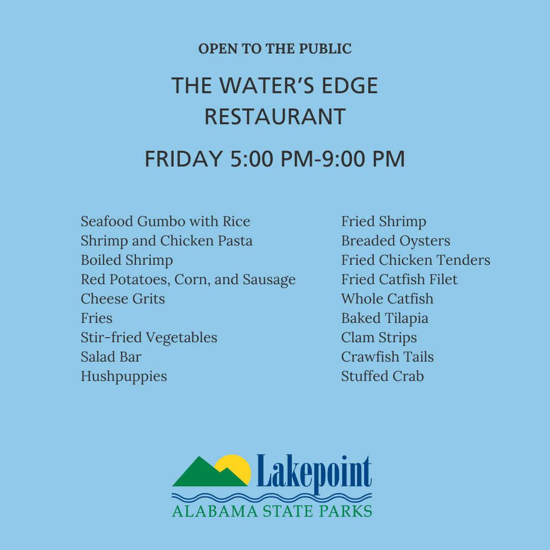 A list of items available on the seafood buffet.