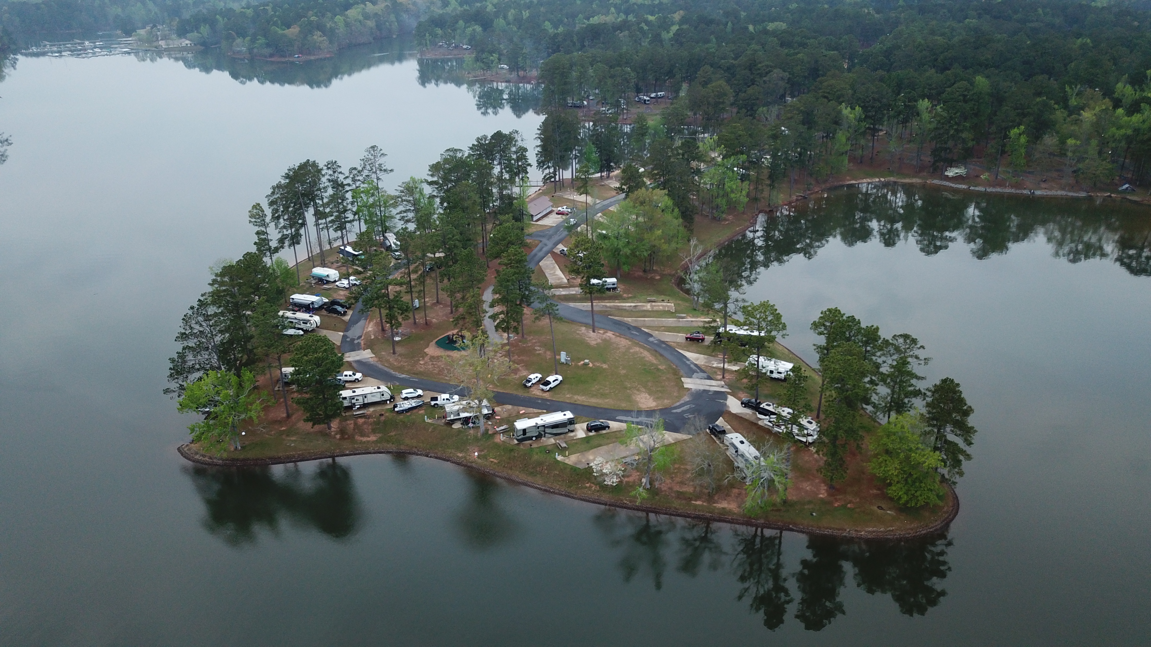 aerial photo of the premium campsites