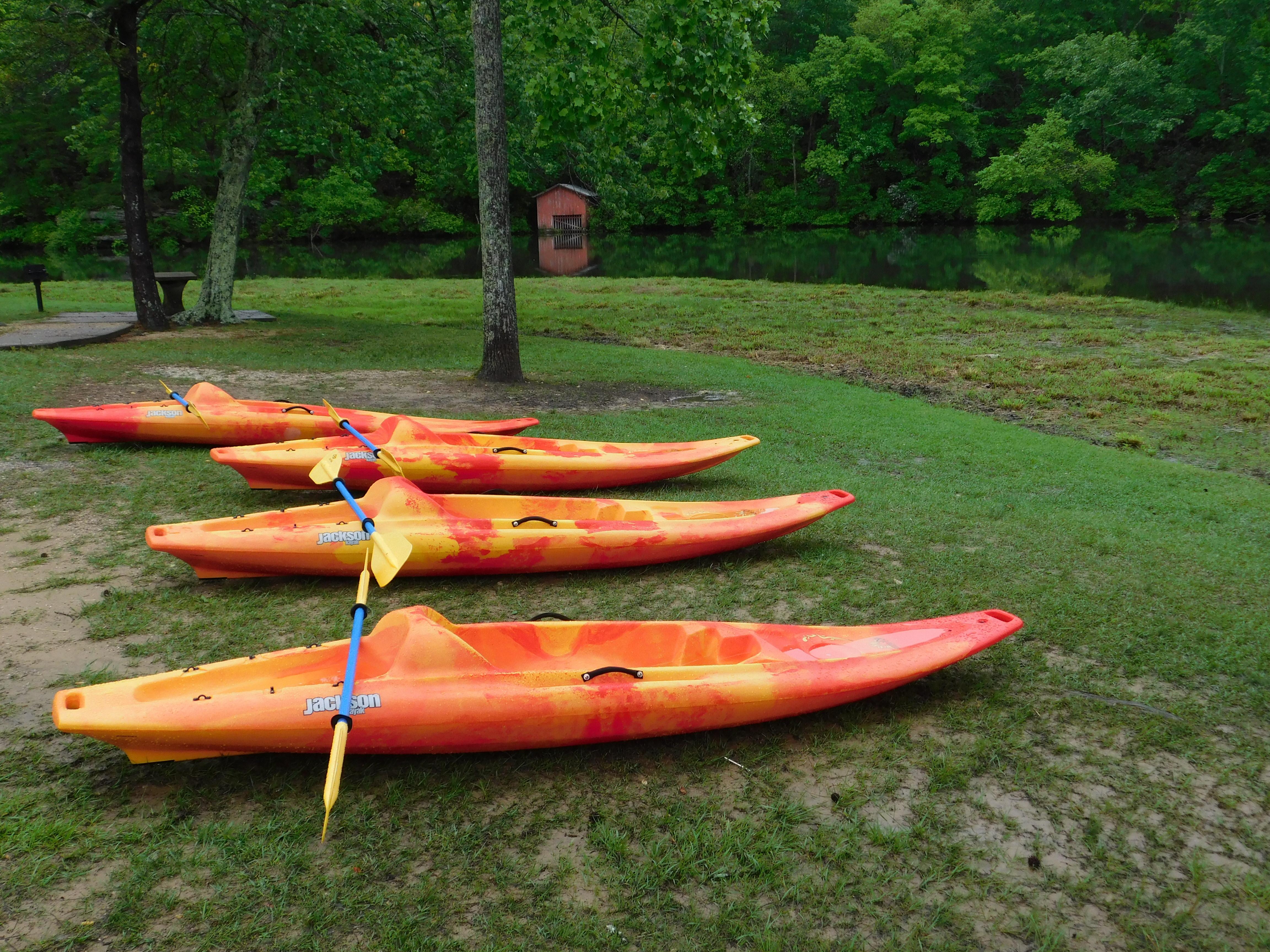 Kayaks and Red Boat House