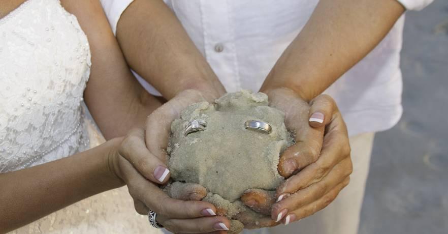 Beach Wedding Photos Rings in the Sand