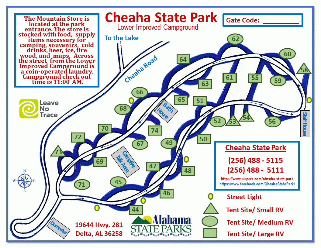 Cheaha Lower Improved Campground Map