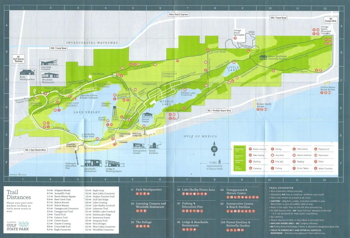 Gulf State Park Trail and Features Map