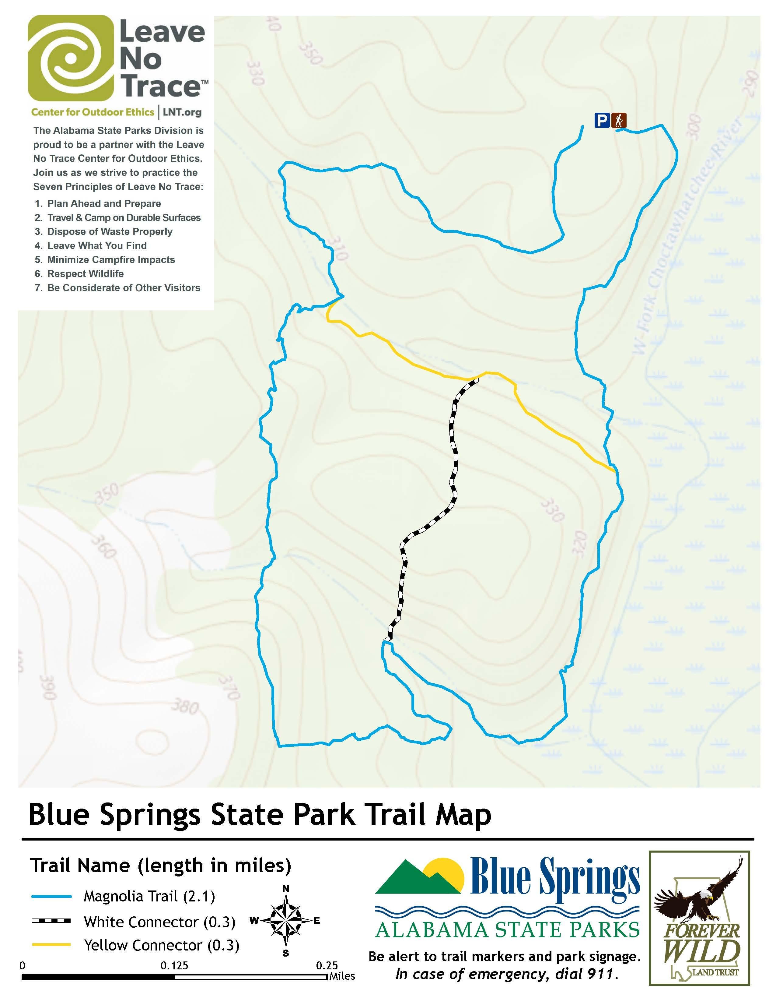 Blue Springs State Park Map Magnolia Trail | Alapark