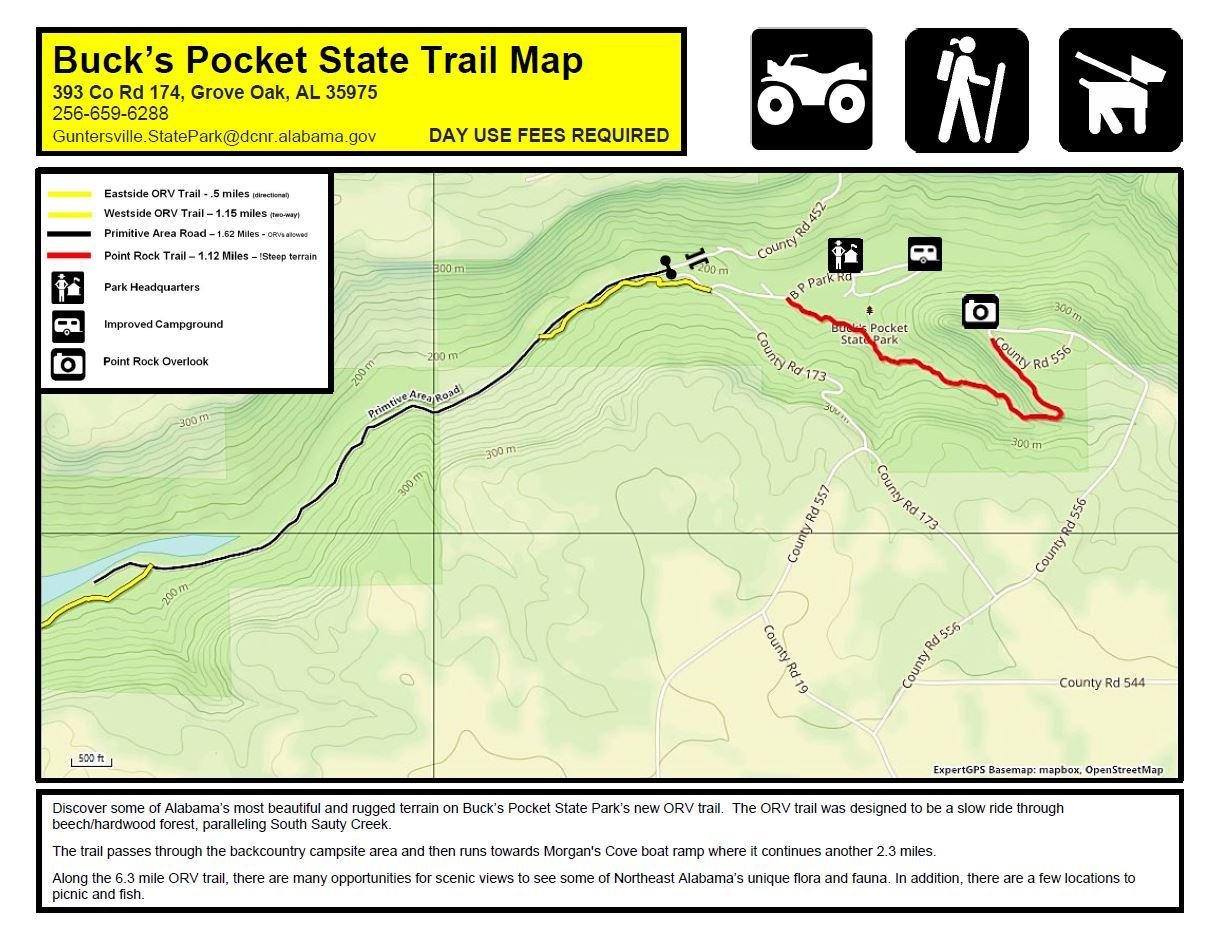 Buck's Pokct Trail map