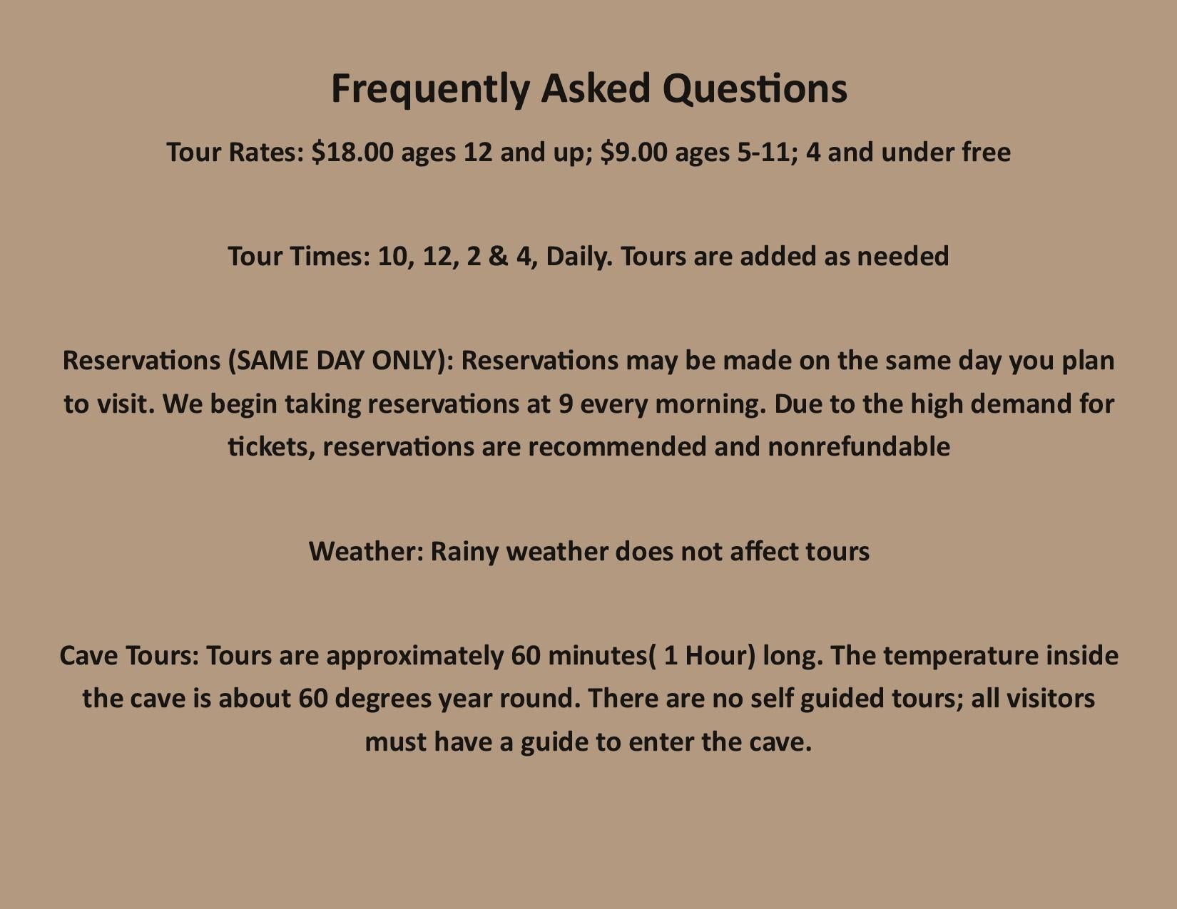 Cave Tour FAQ
