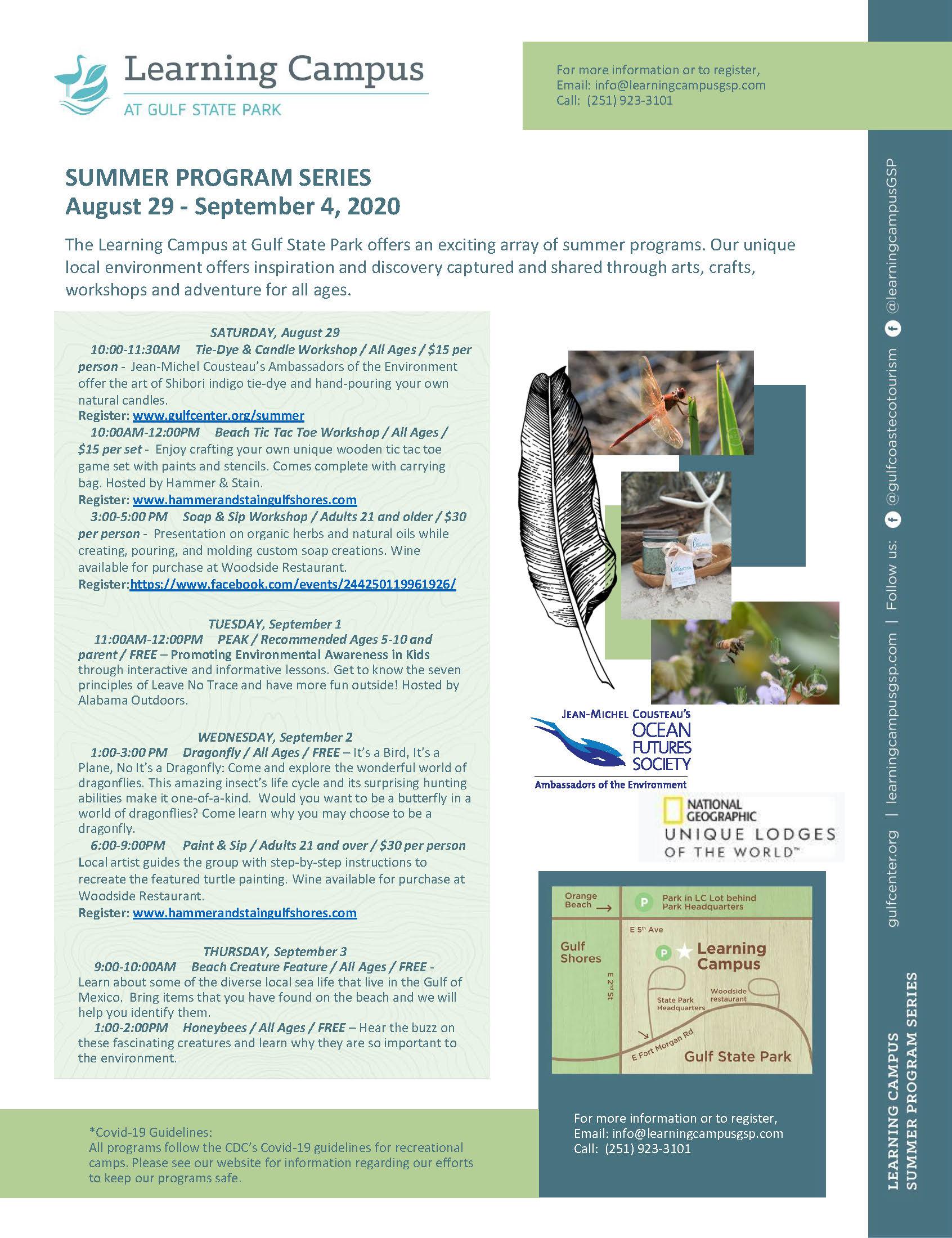 Learning Campus Program Schedule August 29th to Sept 4th