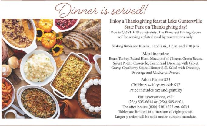 Lake Guntersville State Park Thanksgiving meal