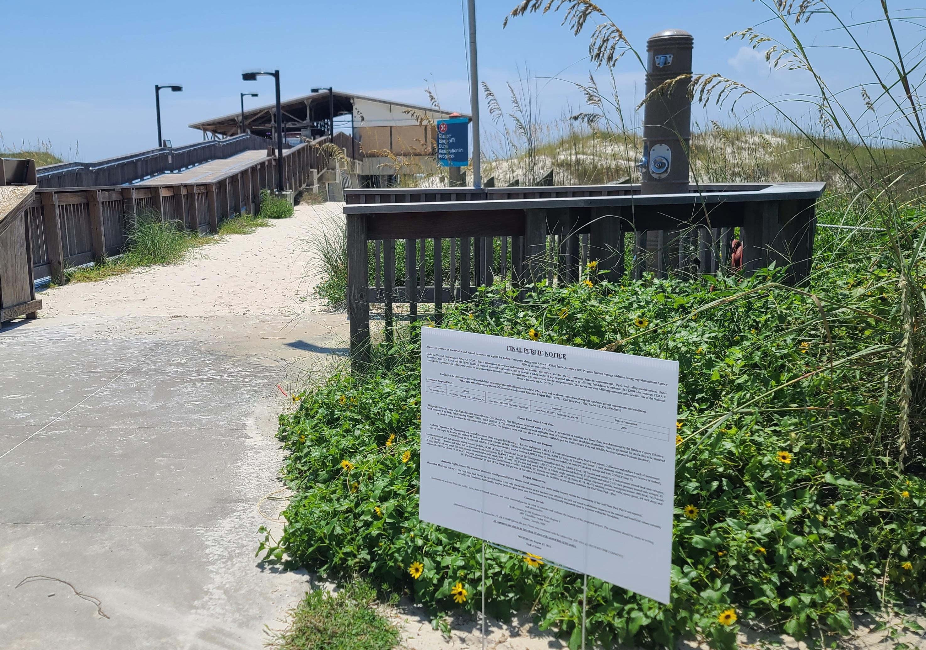 Pier FEMA sign