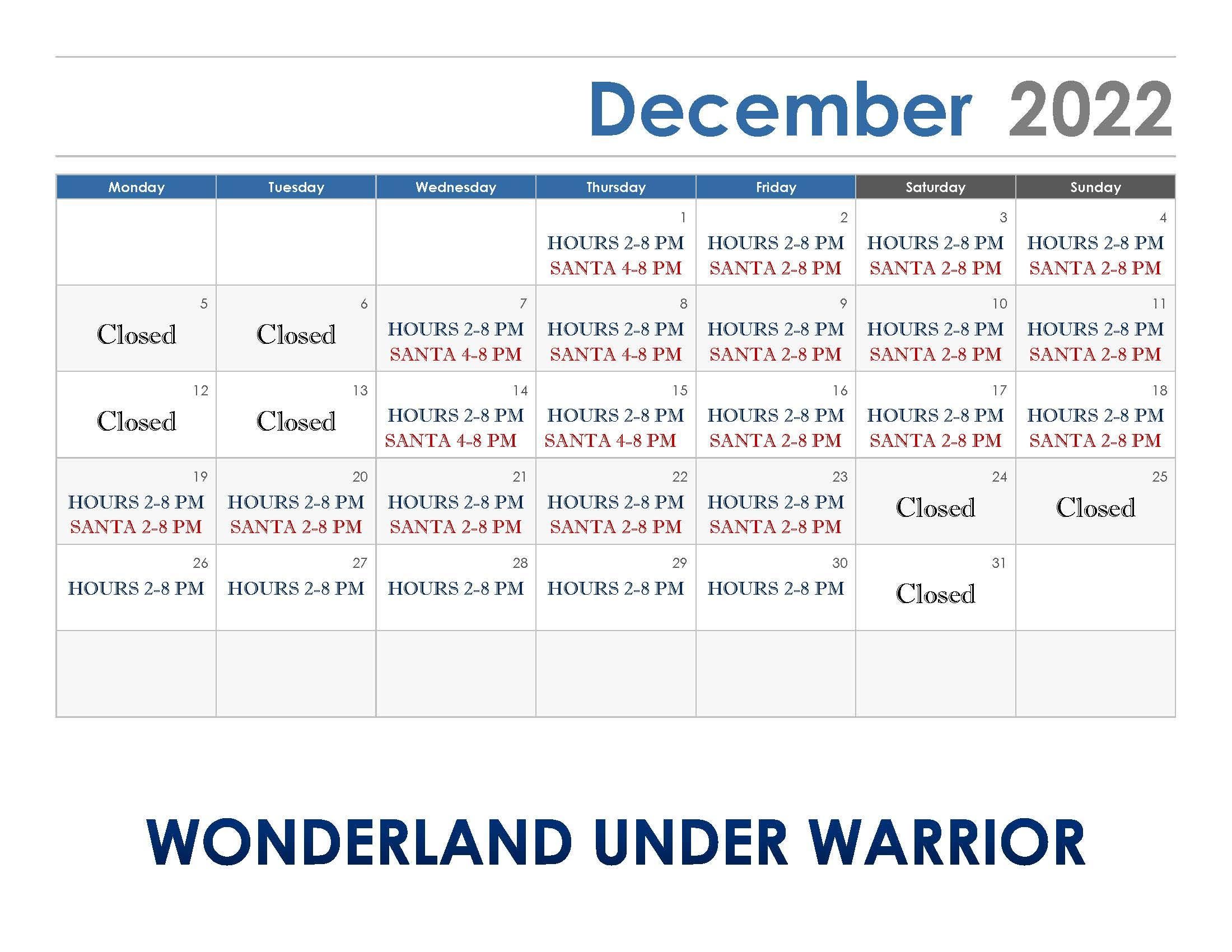Wonderland Under Warrior December 2022