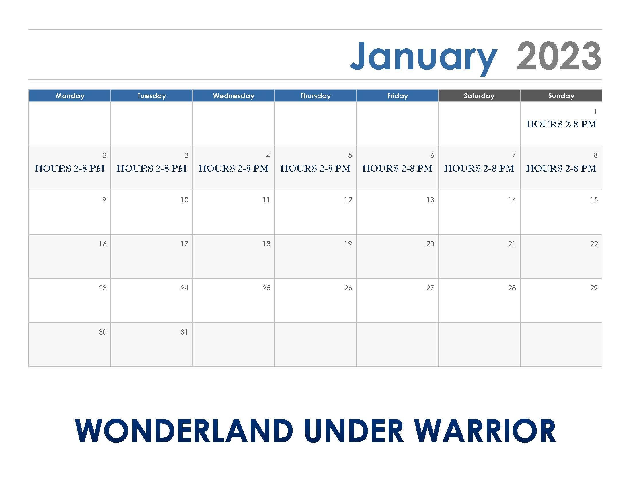 Wonderland Under Warrior January 2023