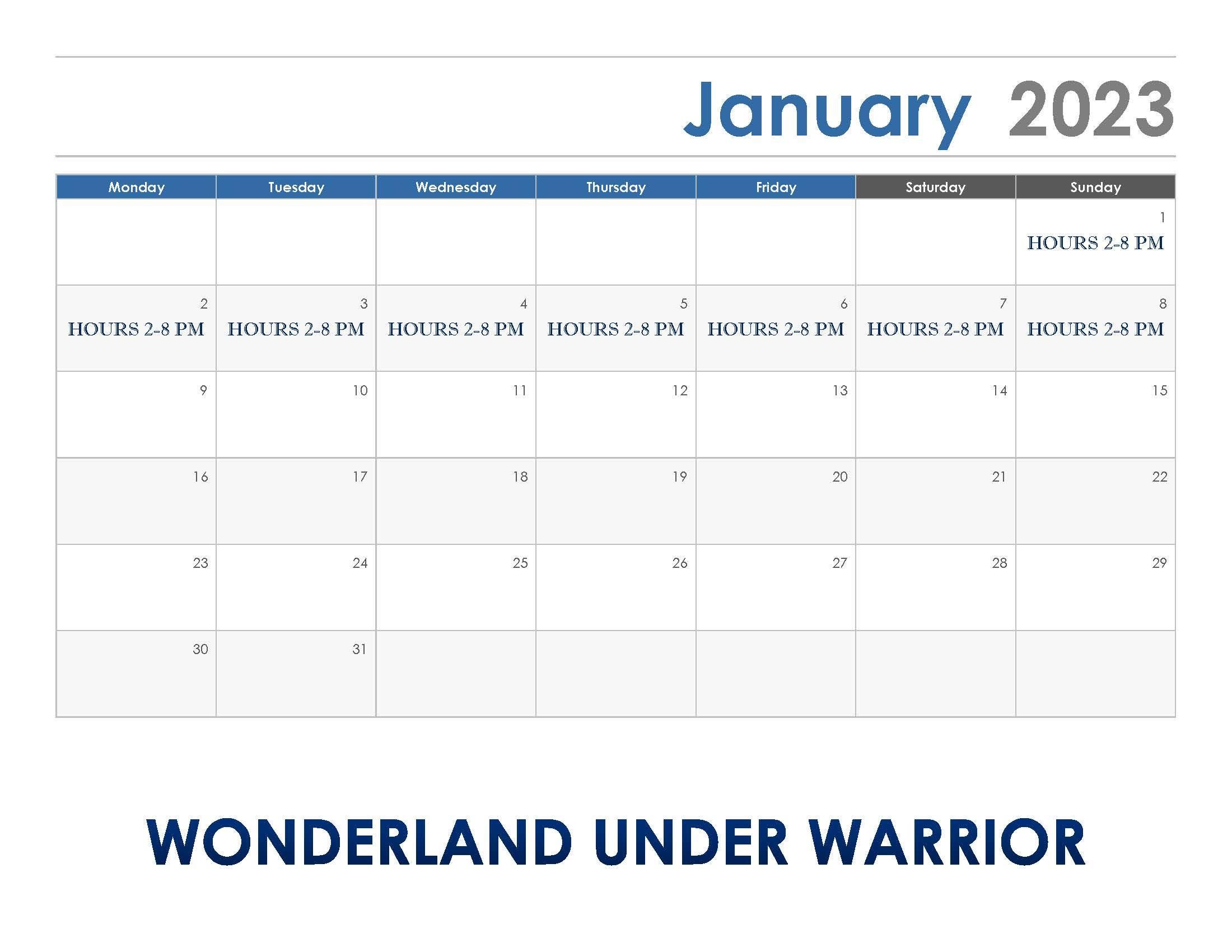 Wonderland Under Warrior January 2023