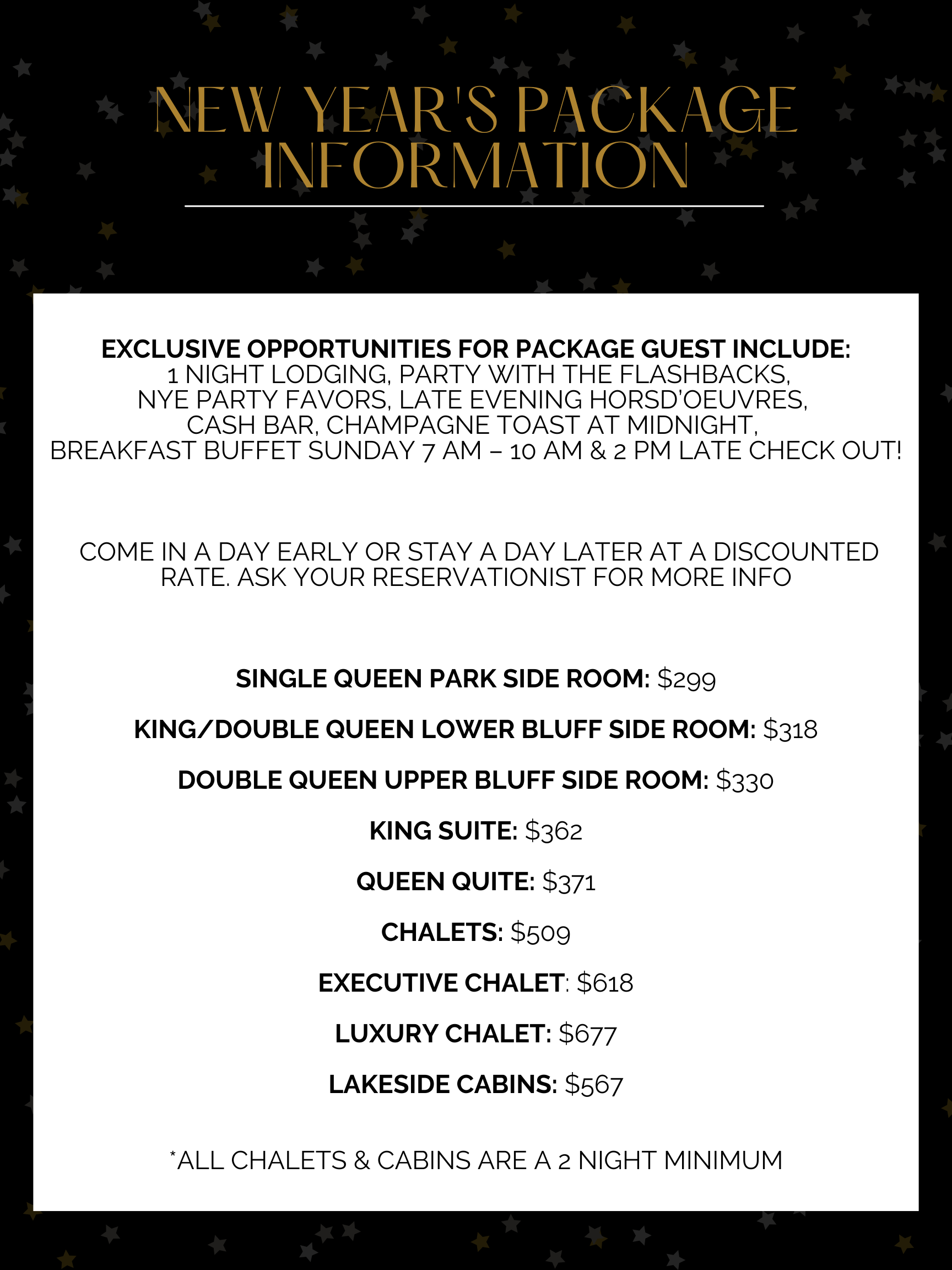 NYE Package Details