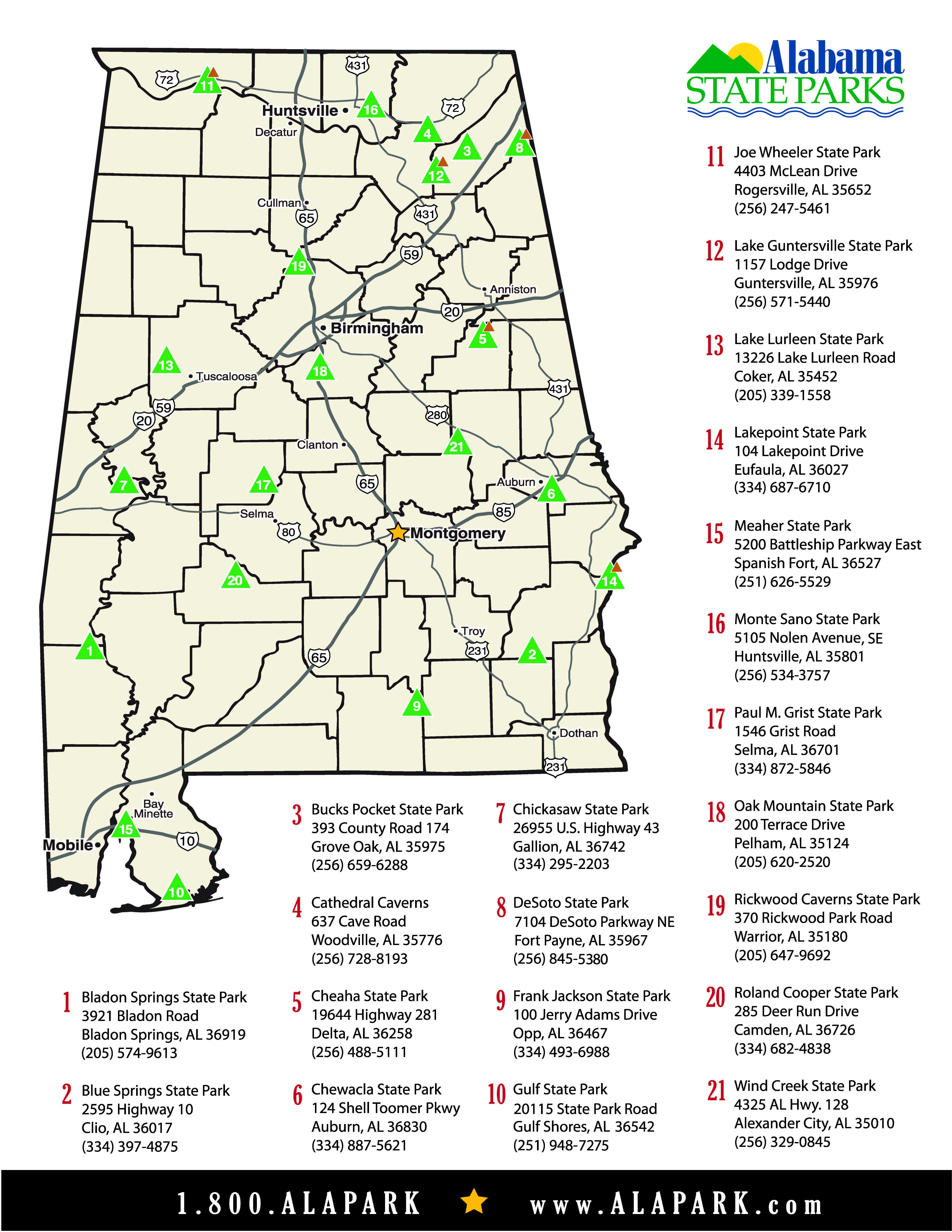 Alabama State Parks Staycation Destination Map