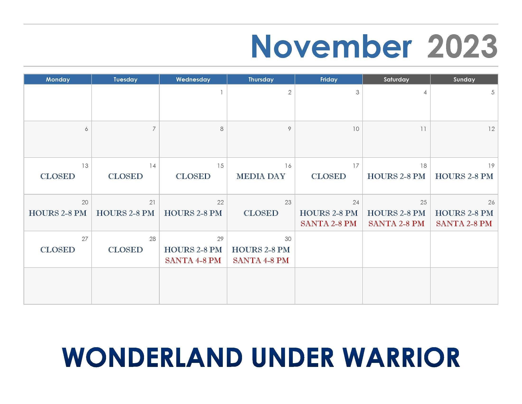 November Calendar