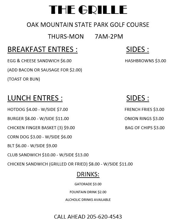 The Grille Menu
