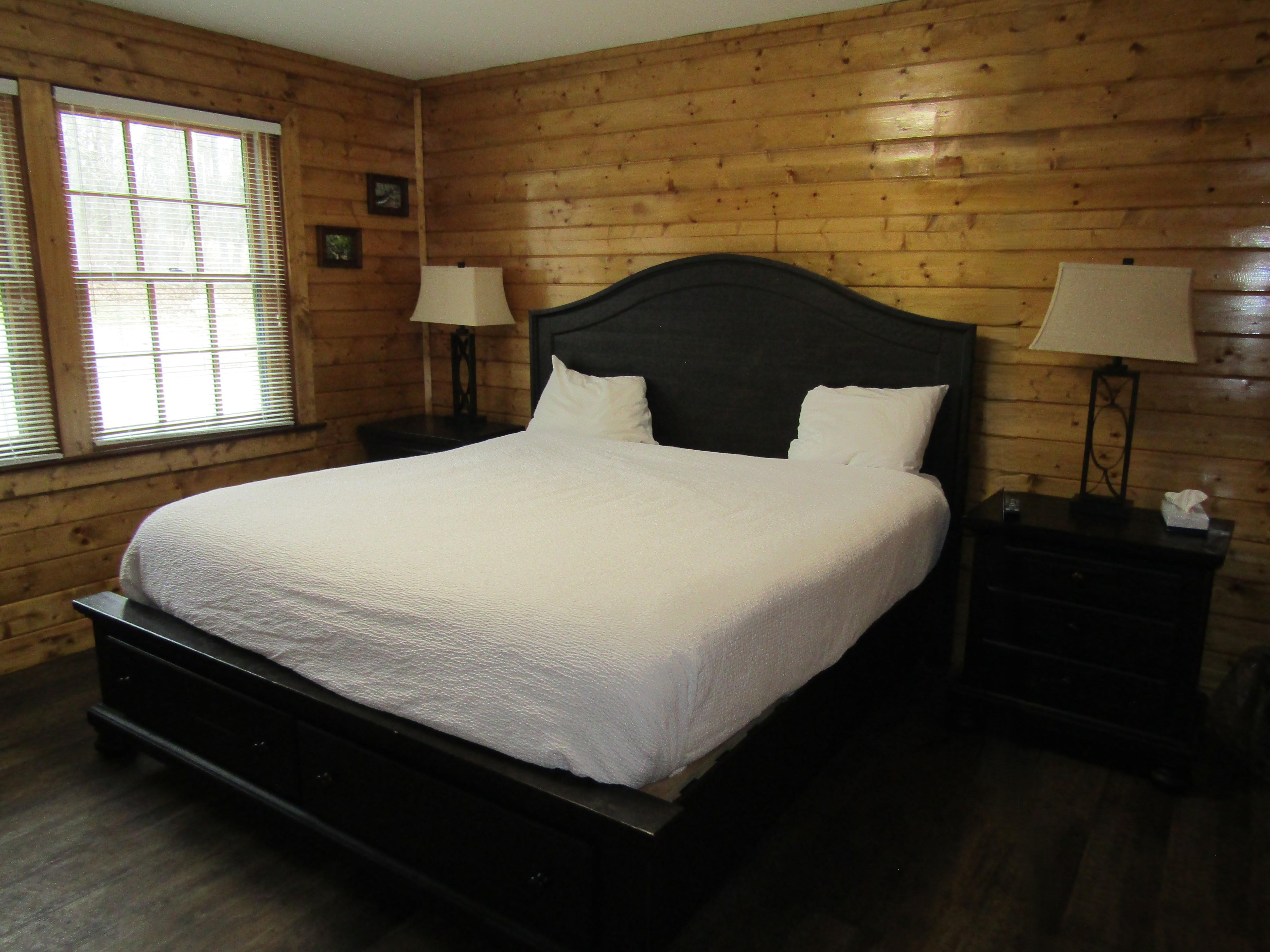 King size bed with white linens