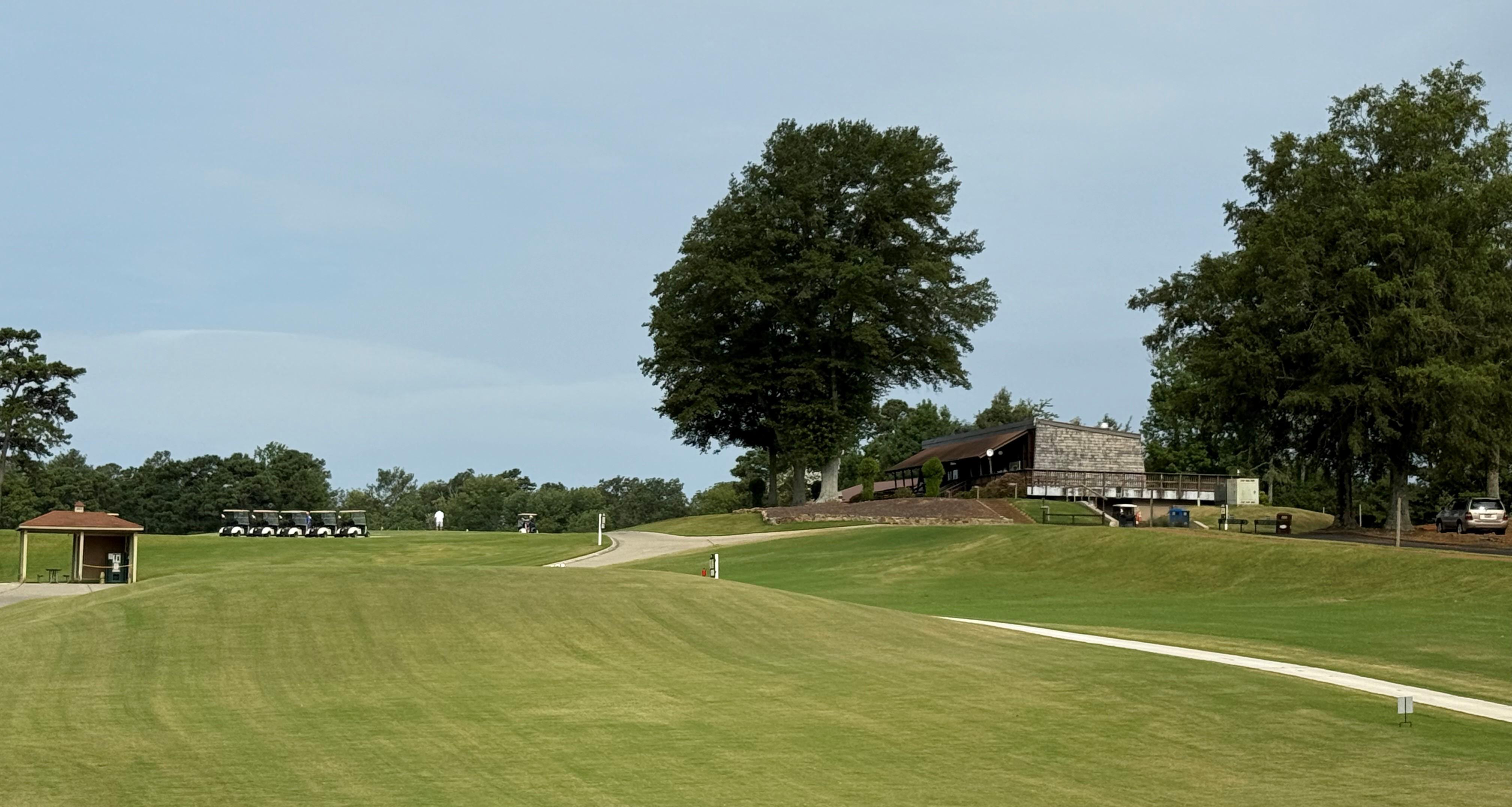 Picture of Lake Guntersville State Park green, golf carts and store.