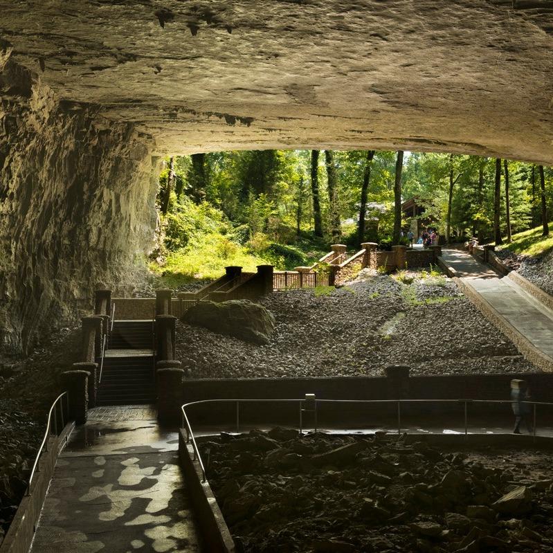 Entrance to cave at Cathedral Caverns State Park from inside the cave.