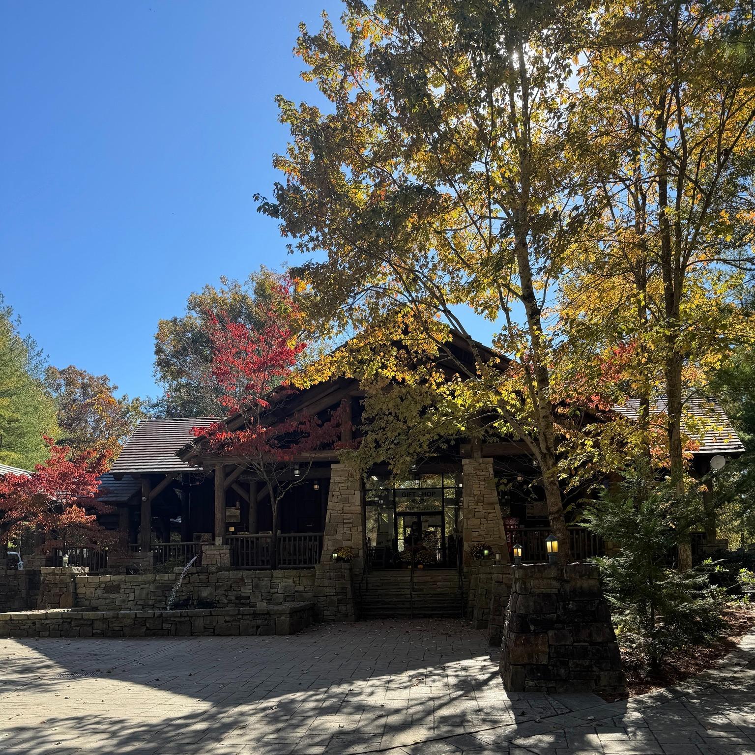 Welcome Center at Cathedral Caverns State Park in the Fall
